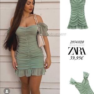 Zara ruffled sleeve draped dress